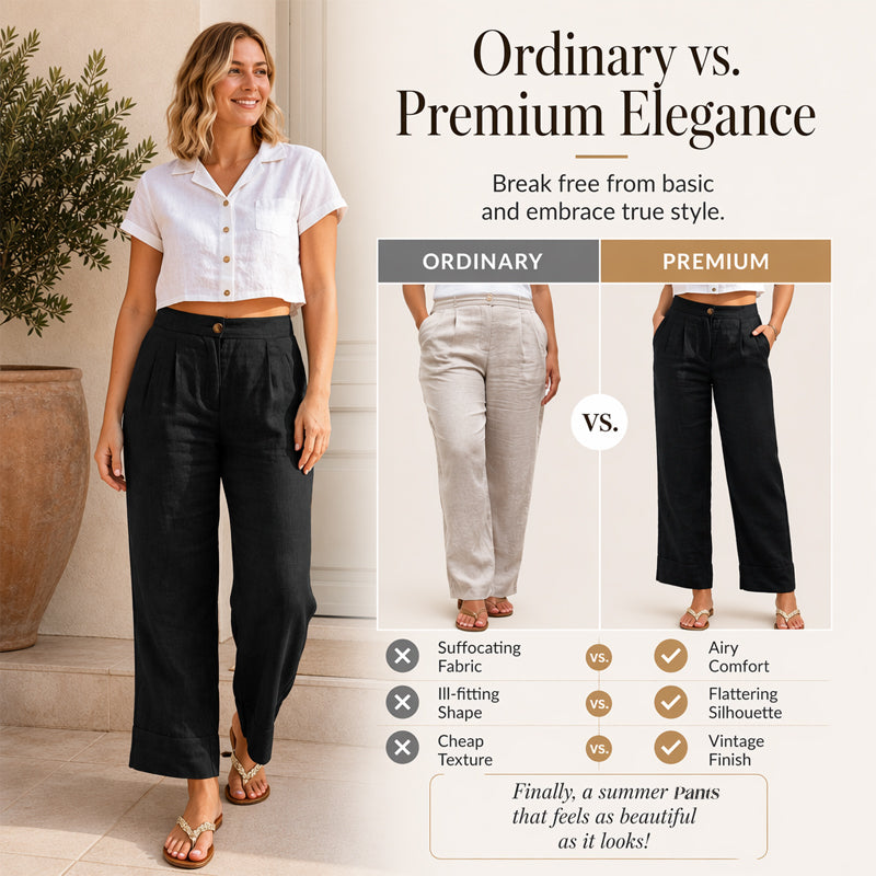 ⏳LAST DAY SALE ONLY ￡11.99!!🔥👖Women's Relaxed Fit Linen Blend Pants – Classic Straight Leg Trousers