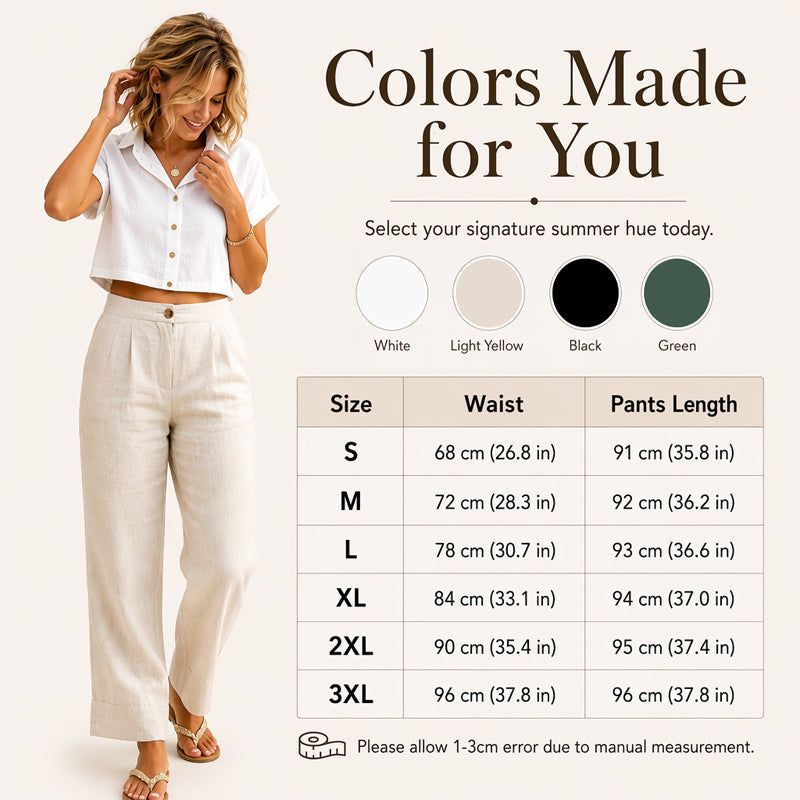 ⏳LAST DAY SALE ONLY ￡11.99!!🔥👖Women's Relaxed Fit Linen Blend Pants – Classic Straight Leg Trousers