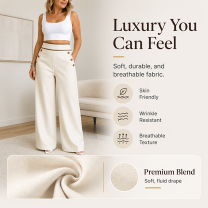 ⌛Limited-Time Offer🛍️Women's High-Waisted, Highly Stretchy Wide-Leg Pants with Contrast-Color Piping