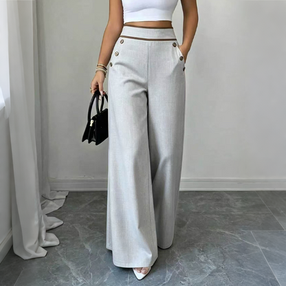⌛Limited-Time Offer🛍️Women's High-Waisted, Highly Stretchy Wide-Leg Pants with Contrast-Color Piping
