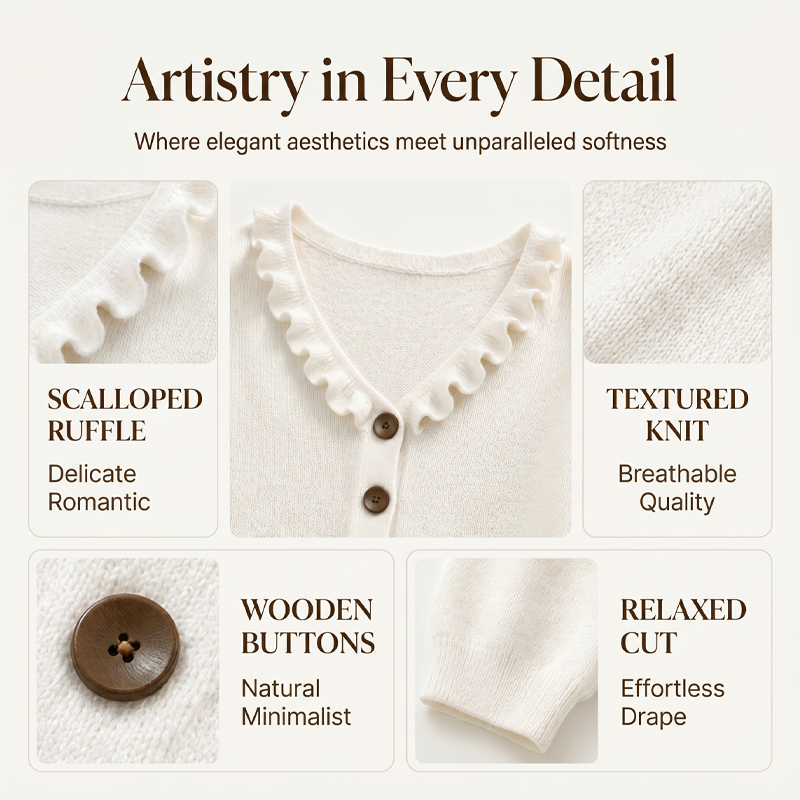 ⌛Limited-time offer-Women's Ruffle Collar Knit Cardigan