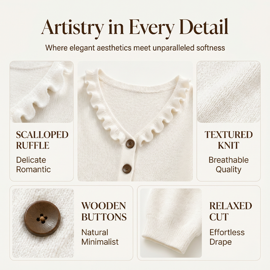 ⌛Limited-time offer-Women's Ruffle Collar Knit Cardigan