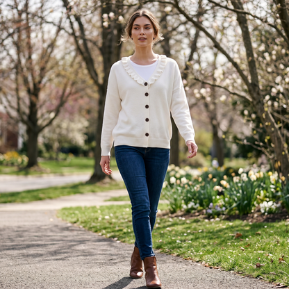 ⌛Limited-time offer-Women's Ruffle Collar Knit Cardigan