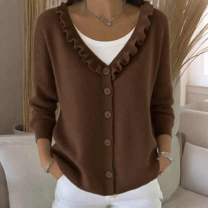⌛Limited-time offer-Women's Ruffle Collar Knit Cardigan