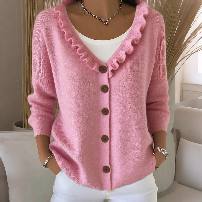 ⌛Limited-time offer-Women's Ruffle Collar Knit Cardigan