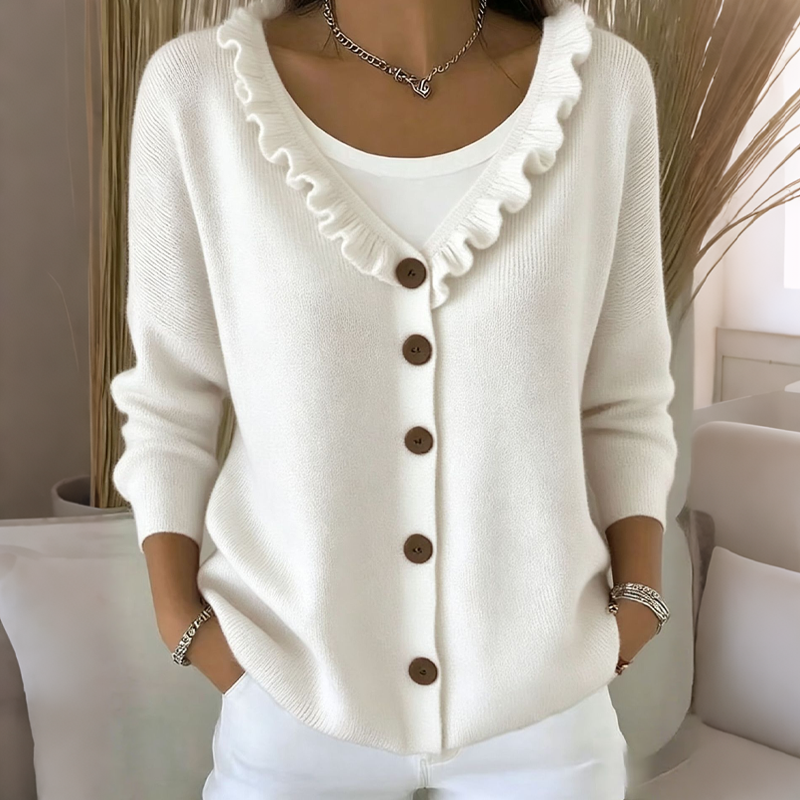 ⌛Limited-time offer-Women's Ruffle Collar Knit Cardigan