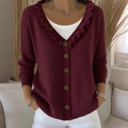 ⌛Limited-time offer-Women's Ruffle Collar Knit Cardigan