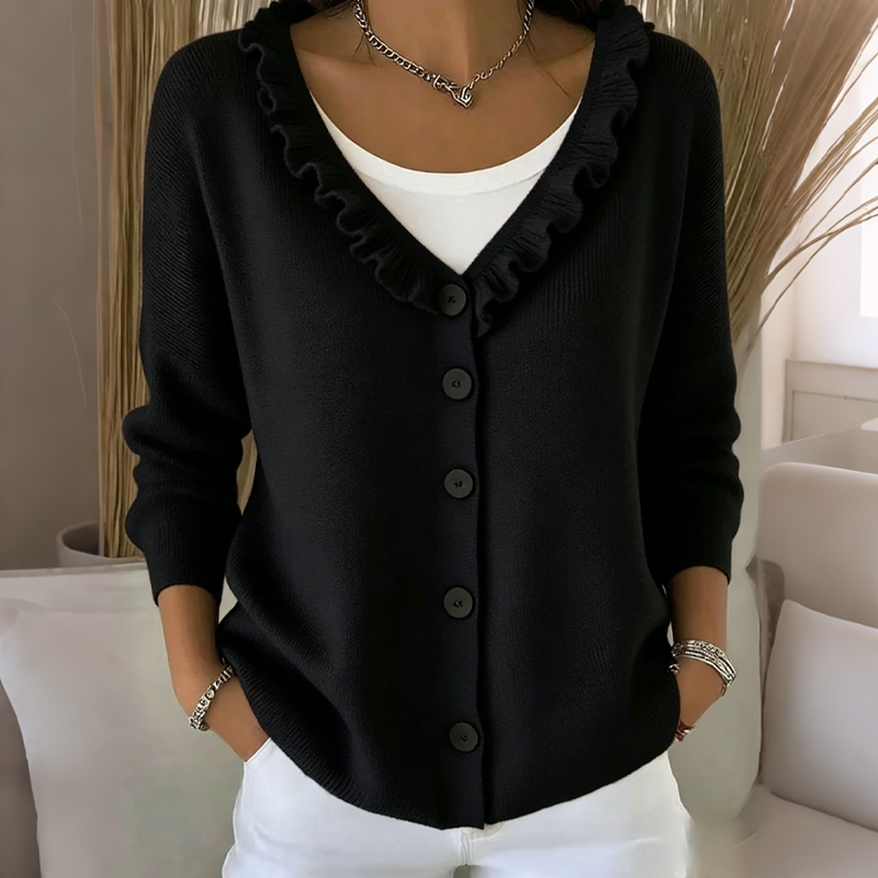 ⌛Limited-time offer-Women's Ruffle Collar Knit Cardigan