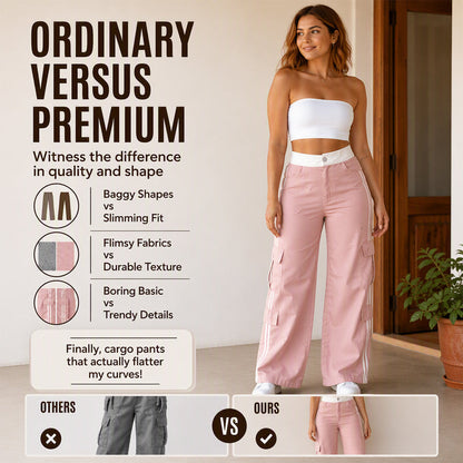 ⏰Last Day Sale 63% Off  👖 Women's Side Stripe Straight-Leg Cargo Pants