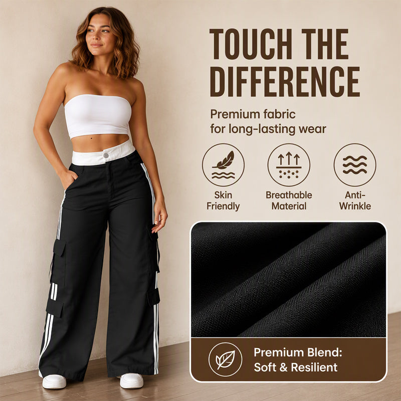 ⏰Last Day Sale 63% Off  👖 Women's Side Stripe Straight-Leg Cargo Pants