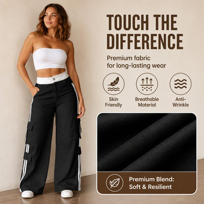 ⏰Last Day Sale 63% Off  👖 Women's Side Stripe Straight-Leg Cargo Pants