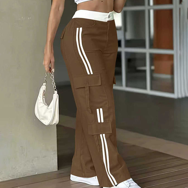 ⏰Last Day Sale 63% Off  👖 Women's Side Stripe Straight-Leg Cargo Pants