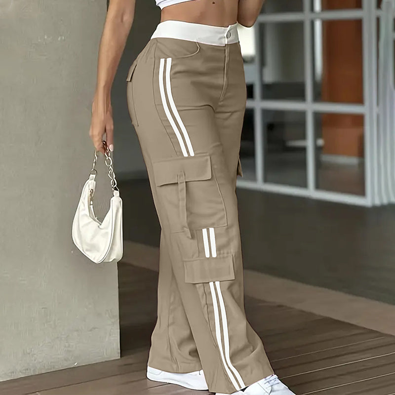 ⏰Last Day Sale 63% Off  👖 Women's Side Stripe Straight-Leg Cargo Pants