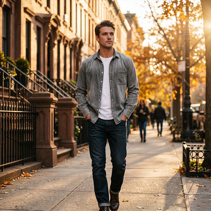 📢📢 59% OFF !! ⏰Men's Vintage Washed Denim Shirt with Pockets