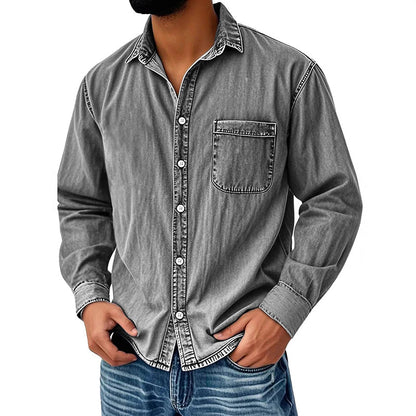 📢📢 59% OFF !! ⏰Men's Vintage Washed Denim Shirt with Pockets