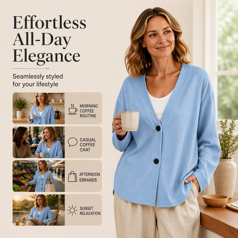 🧶✨ Women's V-Neck Corduroy Knit Cardigan – Cozy Comfort Meets Effortless Style