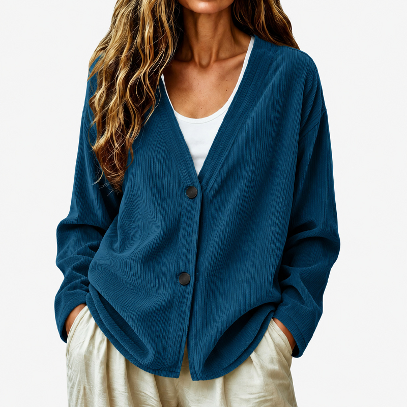 🧶✨ Women's V-Neck Corduroy Knit Cardigan – Cozy Comfort Meets Effortless Style