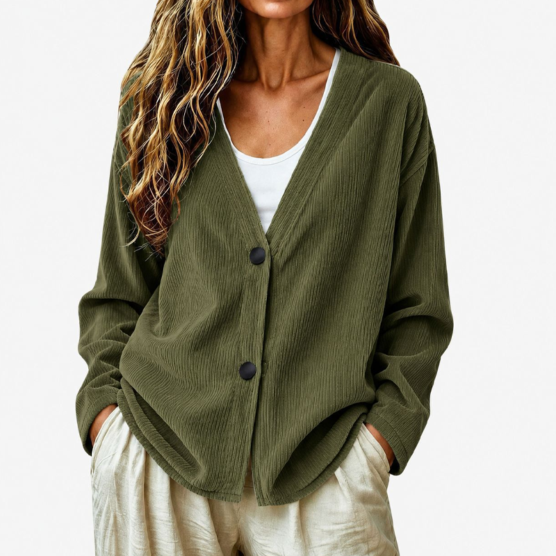 🧶✨ Women's V-Neck Corduroy Knit Cardigan – Cozy Comfort Meets Effortless Style