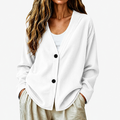 🧶✨ Women's V-Neck Corduroy Knit Cardigan – Cozy Comfort Meets Effortless Style