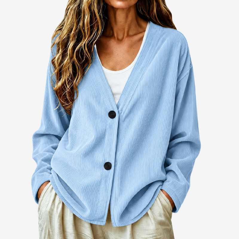 🧶✨ Women's V-Neck Corduroy Knit Cardigan – Cozy Comfort Meets Effortless Style