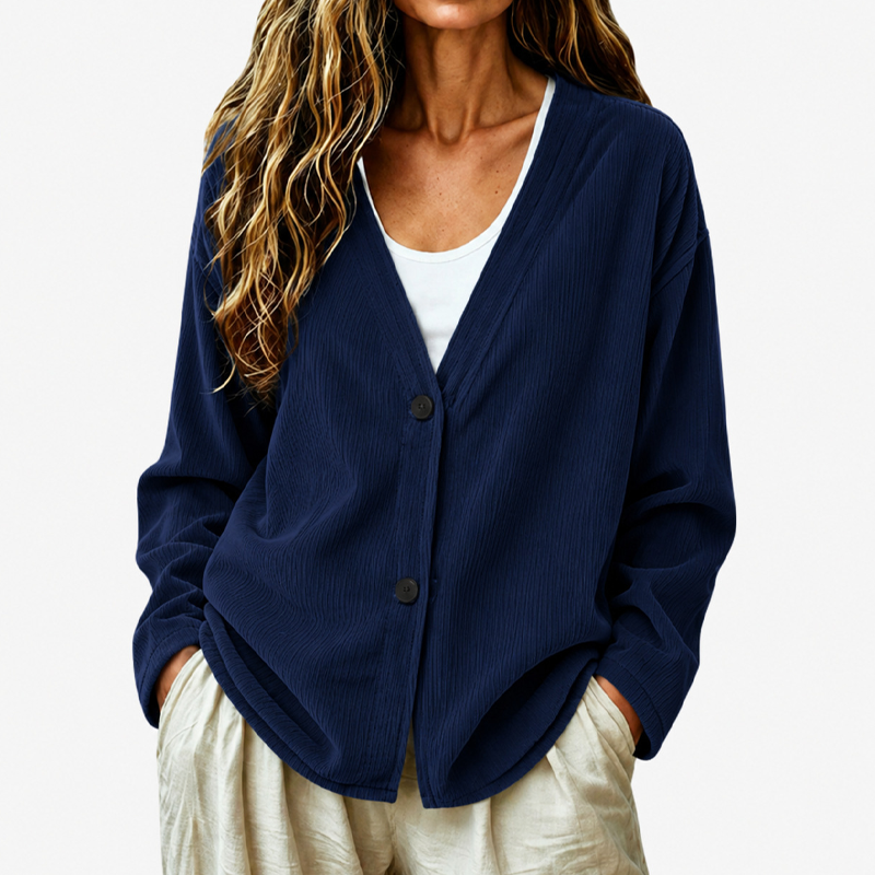 🧶✨ Women's V-Neck Corduroy Knit Cardigan – Cozy Comfort Meets Effortless Style