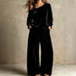 ✨ Effortless Everyday Style | Women's Off-Shoulder Top & Wide-Leg Trousers Set