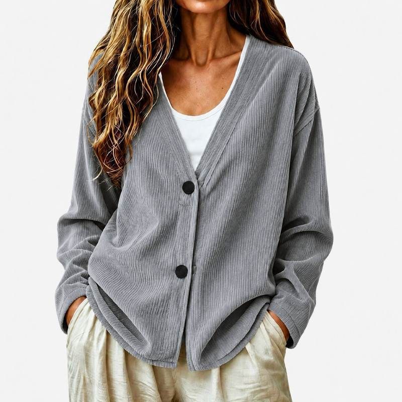🧶✨ Women's V-Neck Corduroy Knit Cardigan – Cozy Comfort Meets Effortless Style