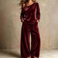 ✨ Effortless Everyday Style | Women's Off-Shoulder Top & Wide-Leg Trousers Set