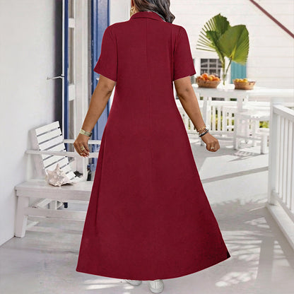 👗 Women's Casual Solid Color Zipper Maxi Dress – Effortless Elegance Meets Everyday Comfort