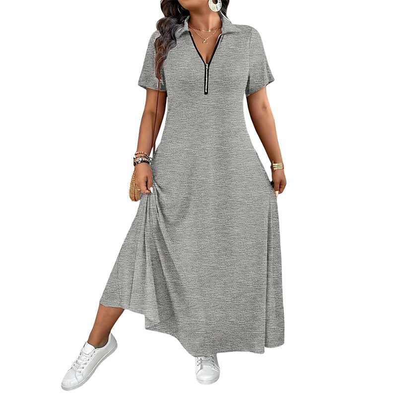 👗 Women's Casual Solid Color Zipper Maxi Dress – Effortless Elegance Meets Everyday Comfort