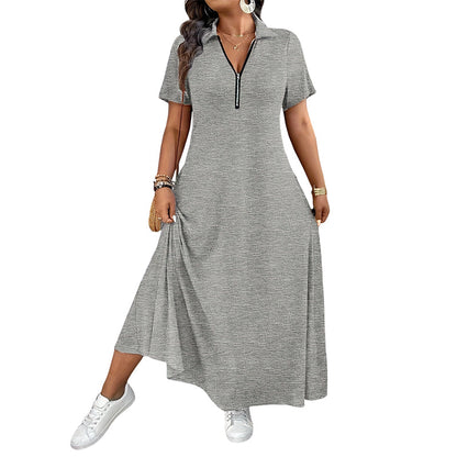 👗 Women's Casual Solid Color Zipper Maxi Dress – Effortless Elegance Meets Everyday Comfort