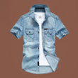 💙 Men's Casual Denim Short Sleeve Shirt – Classic Denim, Easy Everyday Style
