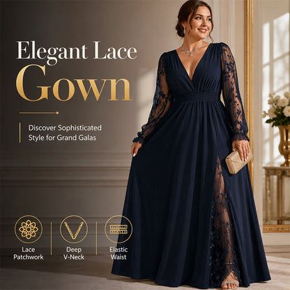 🌹 TIMELESS LACE ELEGANCE | V-Neck Maxi Dress -50%