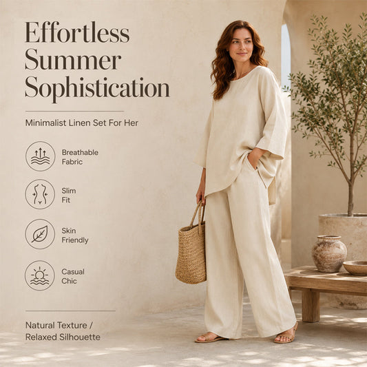 Women's Casual Linen Blend 2-Piece Set