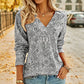 Women's Elegant Floral Print V-Neck Top