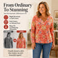 Women's Elegant Floral Print V-Neck Top