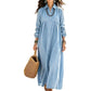 ✨ Effortless Everyday Style | Women's Relaxed-Fit Button-Front Maxi Dress