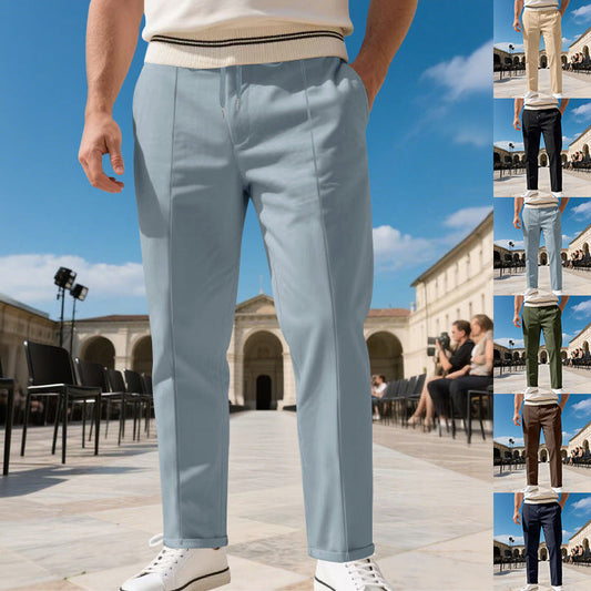 Men's Straight-Leg Dress Pants with Drawstring