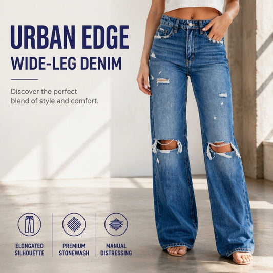 👖 VINTAGE EDGE, MODERN FIT | Distressed Wide-Leg Jeans -50%