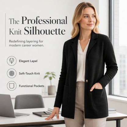 ✨ Elevated Comfort | Women's Soft Knit Lapel Cardigan with Pockets