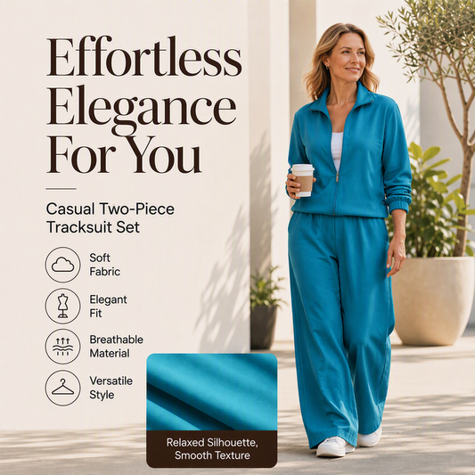 ✨ Elevated Comfort | Women's Zip-Up Cardigan & Wide-Leg Trousers Set