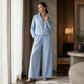 ✨ Elevated Comfort | Women's Zip-Up Cardigan & Wide-Leg Trousers Set
