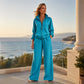 ✨ Elevated Comfort | Women's Zip-Up Cardigan & Wide-Leg Trousers Set