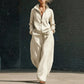 ✨ Elevated Comfort | Women's Zip-Up Cardigan & Wide-Leg Trousers Set
