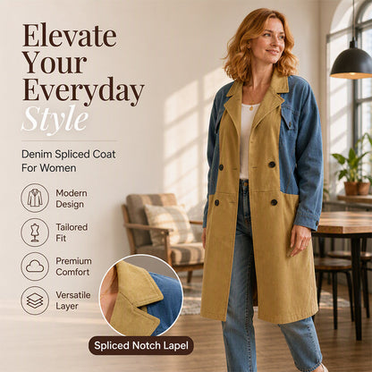 ✨ Effortless Everyday Style | Women's Denim Patchwork Lapel Jacket