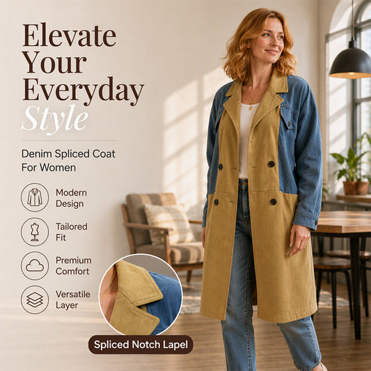 ✨ Effortless Everyday Style | Women's Denim Patchwork Lapel Jacket