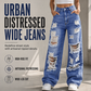 ✨ Effortless Everyday Style | Women's Distressed High-Rise Wide-Leg Jeans