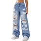 ✨ Effortless Everyday Style | Women's Distressed High-Rise Wide-Leg Jeans
