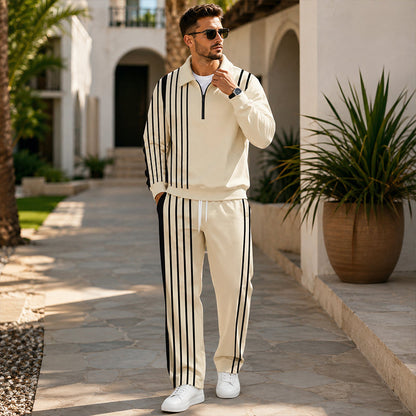 ☁️ All-Day Comfort | Men's Printed Half-Zip Sweatshirt & Trousers Set