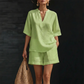 ✨ Effortless Everyday Style | Women's V-Neck Top & Wide-Leg Shorts Set